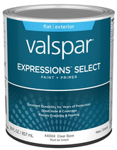 Valspar Expressions Select 4400 028.0044004.005 Latex Paint, Acrylic Base, Flat, Clear Base, 1 qt